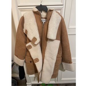 Loewe Tan and Cream Shearling Leather Jacket